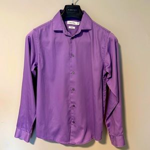 Boys Calvin Klein Dress Shirt Sz. 16 Sateen Purple / Mauve